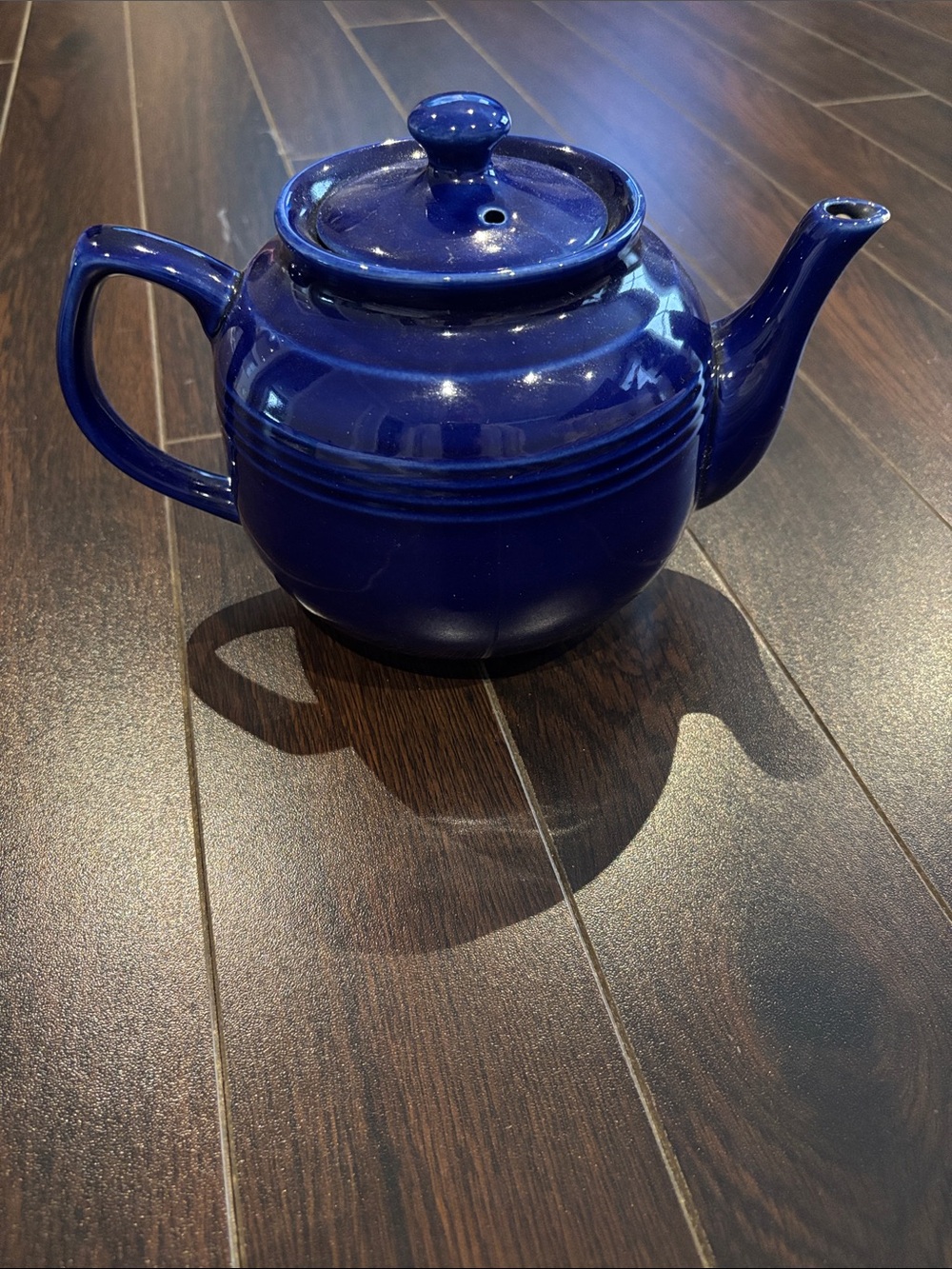 Vintage Ceramic Blue Teapot with Lid